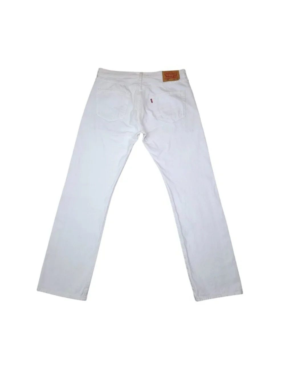 Levis White 501 Button-Fly Straight Leg Jeans W34 L32 100% Cotton Made In Mexico